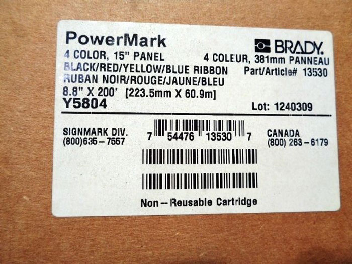 BRADY POWERMARK 4 COLOR, 15" PANEL BLACK/RED/YELLOW/BLUE RIBBON  #13530