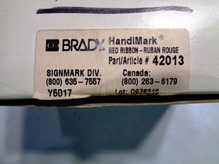 LOT OF (2) BRADY POWERMARK 13538 WHITE VINYL TAPE CARTRIDGE & 42013 RED RIBBON