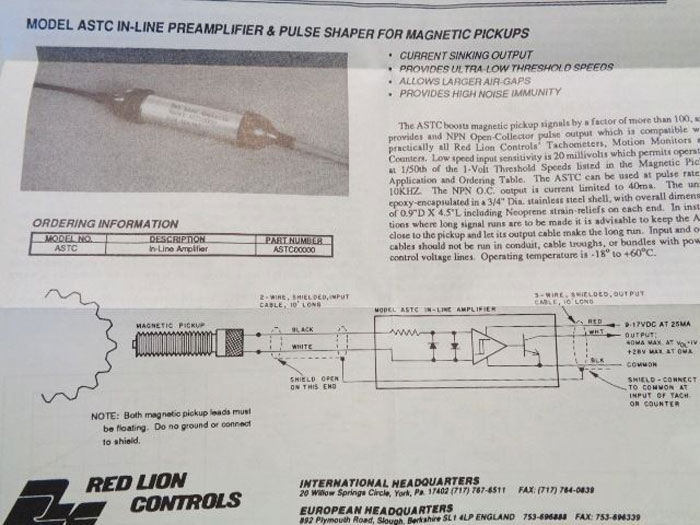 LOT OF (2) RED LION CONTROLS ASTC IN-LINE PREAMPLIFIER & PULSE SHAPER ASTC0000