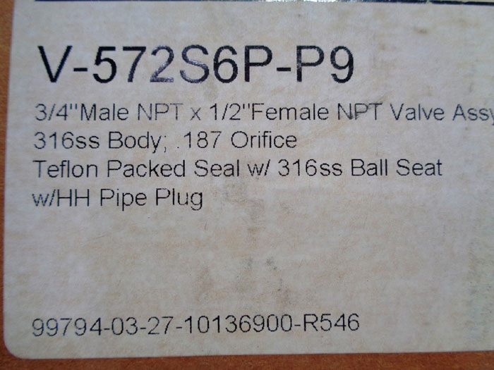 LONE STAR/PGI BALL SEAT BLOCK & BLEED MANIFOLD VALVE, 3/4" X 1/2", V-572S6P-P9
