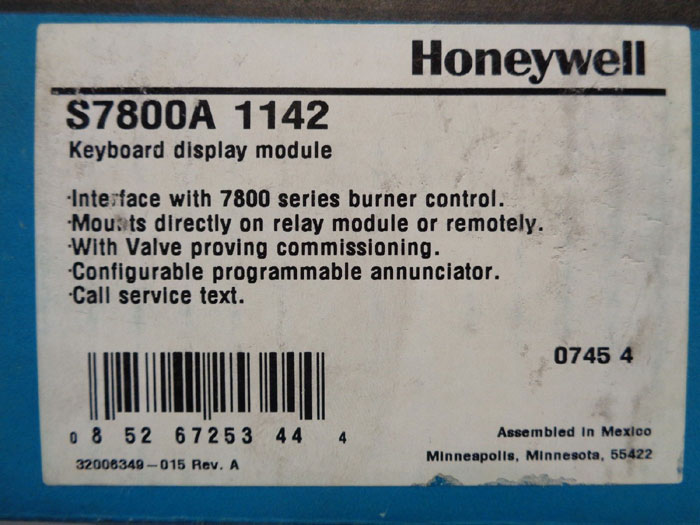 HONEYWELL BURNER CONTROL RM7823 W/ HONEYWELL KEYBOARD DISPLAY MODULE S7800A