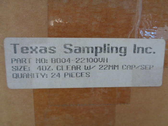 TEXAS SAMPLING INC. 4 OZ. VINYL COATED GLASS BOTTLES W/ CAP & SEPTA, LOT OF (96)