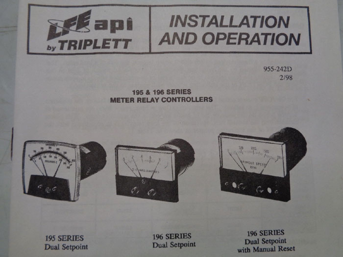 LFE API TRIPLETT METER RELAY CONTROLLER, MODEL#: 1964 W/ RELAY DOUBLE SET POINT