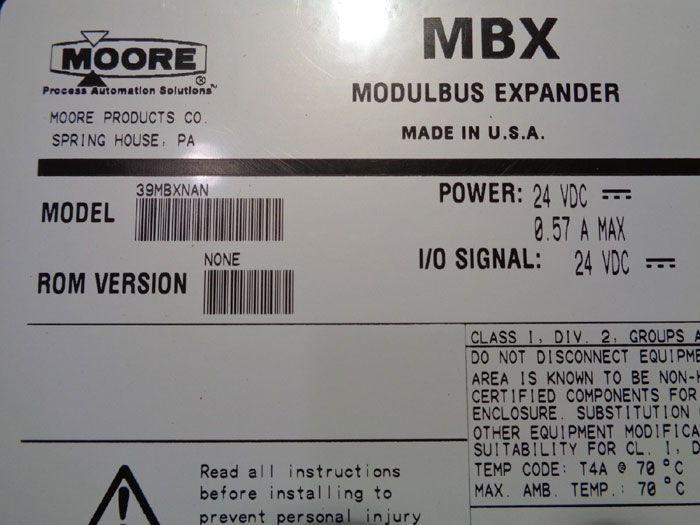 MOORE SIEMENS MBX MODULBUS EXPANDER 39MBXNAN