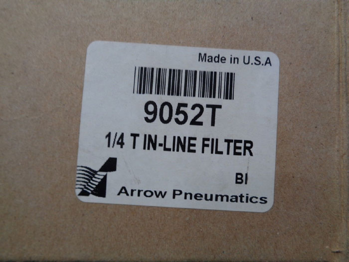 LOT OF (4) ARROW PNEUMATICS 1/4" T IN-LINE FILTER 9052T