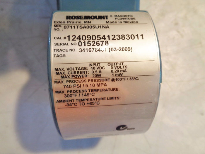 ROSEMOUNT MAGNETIC FLOWMETER - 8711TSA005U1NA