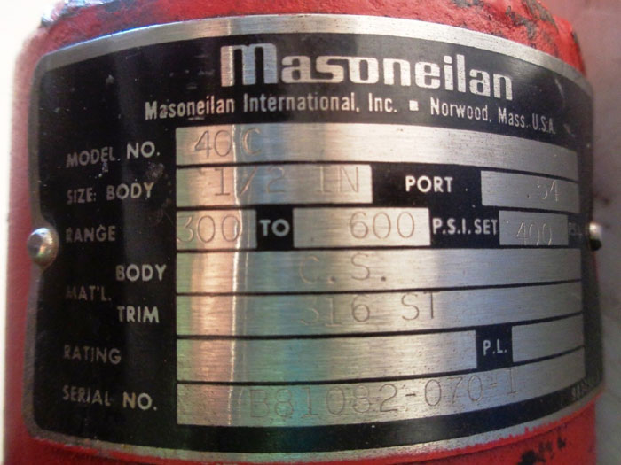 MASONEILAN PRESSURE REGULATOR - MODEL 40C