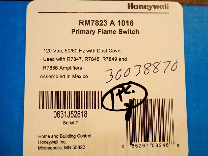 HONEYWELL PRIMARY BURN CONTROL FLAME SWITCH RM7823 A 1016