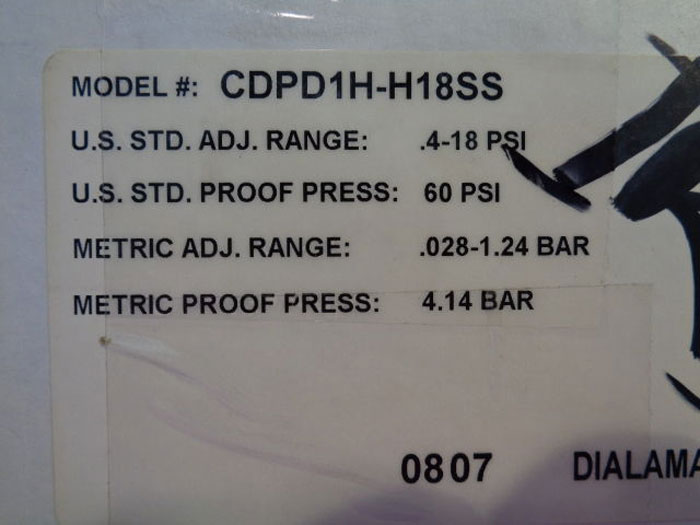 BARKSDALE DIALMATIC PRESSURE SWITCH CDPD1H-H18SS