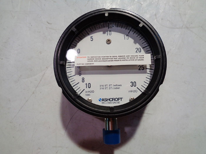 ASHCROFT GENERAL SERVICE 4 1/2" VACUUM GAUGE 45-1188-SS-04L