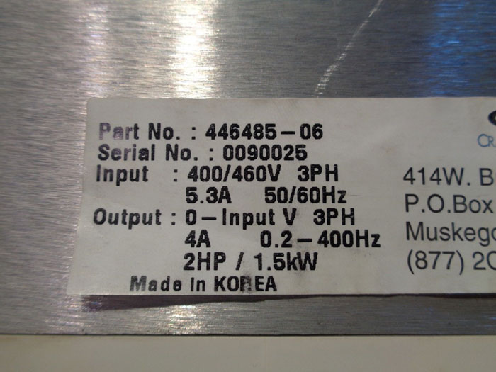 CRANE MART / SPACE VECTOR SV100 FREQUENCY AC DRIVE 446485-06