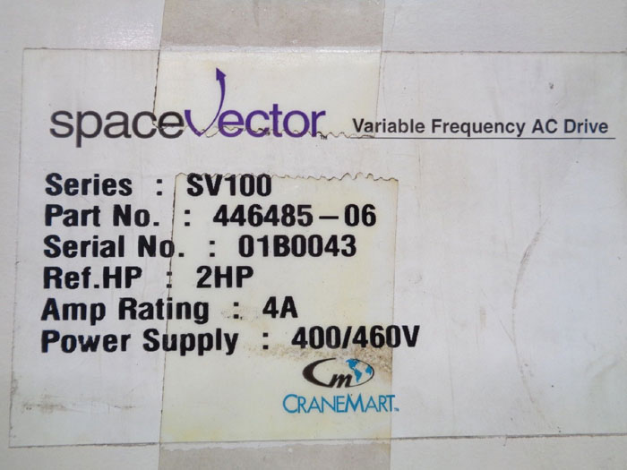 CRANE MART / SPACE VECTOR SV100 FREQUENCY AC DRIVE 446485-06