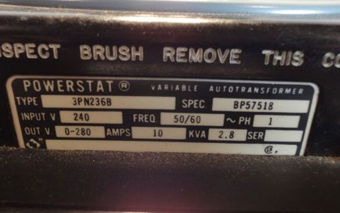 POWERSTAT VARIABLE TRANSFORMER 3PN236B