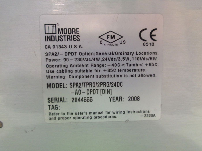 MOORE SPA2 SITE PROGRAMMABLE ALARM SPA2/TPRG/2PRG/24DC-A0-DPDT [DIN]