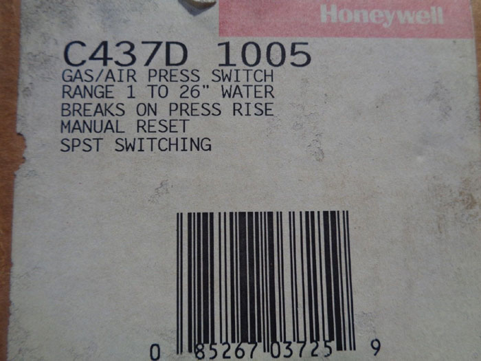 HONEYWELL GAS/AIR PRESSURE SWITCH C437E 1004 OR C437D 1005