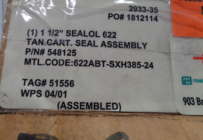 EG & G SEALOL #622 1-1/2" CARTRIDGE SEAL 548125