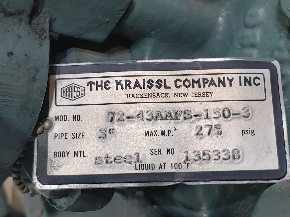 KRAISSL 3" STEEL TRANSFER VALVE 72-43AAFS