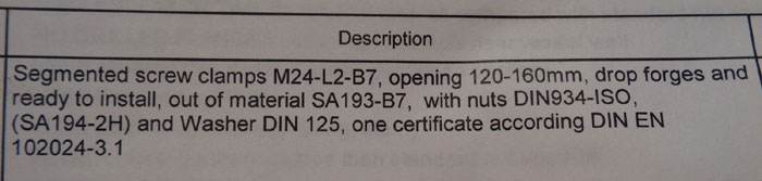 JAYGO SEGMENTED PRESSURE VESSEL SCREW CLAMP M24-L2-B7 *LOT OF (10)*