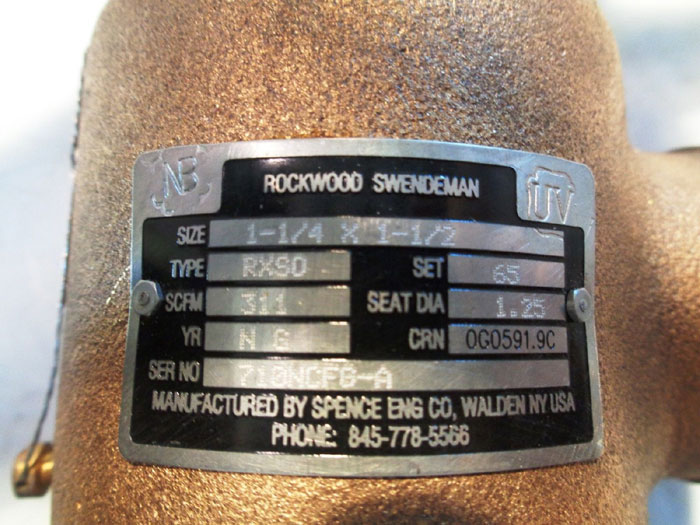 ROCKWOOD SWENDEMAN 1-1/4" X 1-1/2" RELIEF VALVE RXS0