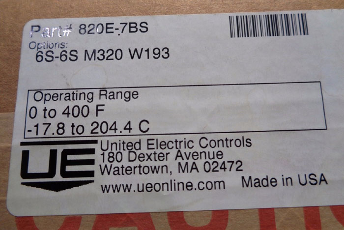 UNITED ELECTRIC INDICATING TEMPERATURE SWITCH 820E-7BS