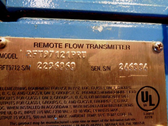 MICRO MOTION REMOTE FLOW TRANSMITTER RFT97121PRU