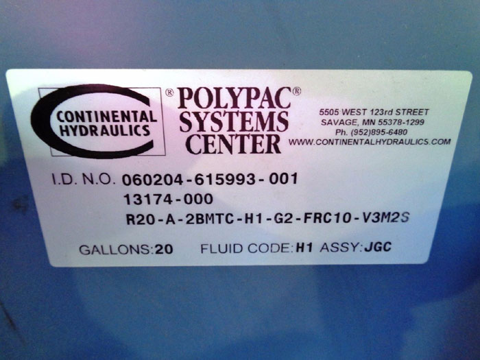 CONTINENTAL HYDRAULICS POLYPAC PUMP SYSTEM R20-A-2BMTC-H1-G2-FRC10-V3M2S