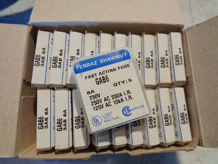 LOT OF (200) FERRAZ SHAWMUT FAST ACTING FUSES, 10AMP GAB10 & 6AMP GAB6