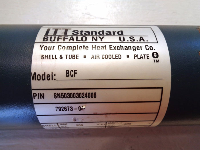 ITT Standard BCF Shell and Tube Heat Exchanger, Copper Tubes, SN503003024006