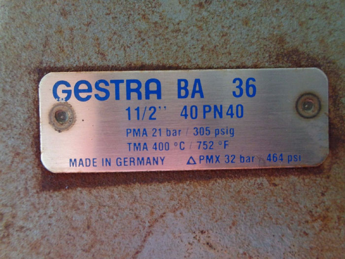 GESTRA BA 36 MAUALLY SET CONTINUOUS BOILER BLOW DOWN VALVE, 1-1/2" 300#