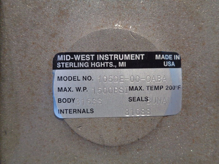 MIDWEST INSTRUMENT INCHES H2O DIFFERENTIAL PRESSURE GAUGE 105QE000ABA