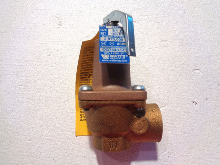 WATTS 3/4" ASME WATER PRESSURE RELIEF VALVE, 125 PSI, RAISED SEAT 174A, 0274751