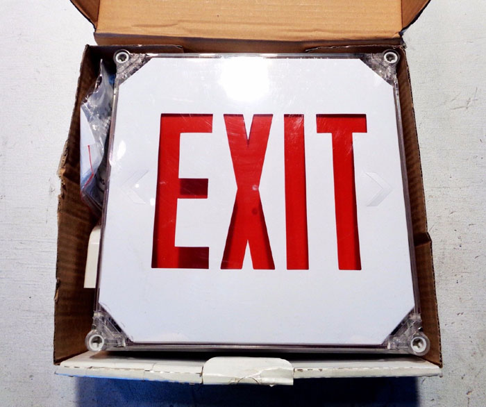 LOT OF (8) EXIT LIGHT CO. WET LOCATION EMERGENCY EXIT SIGN 