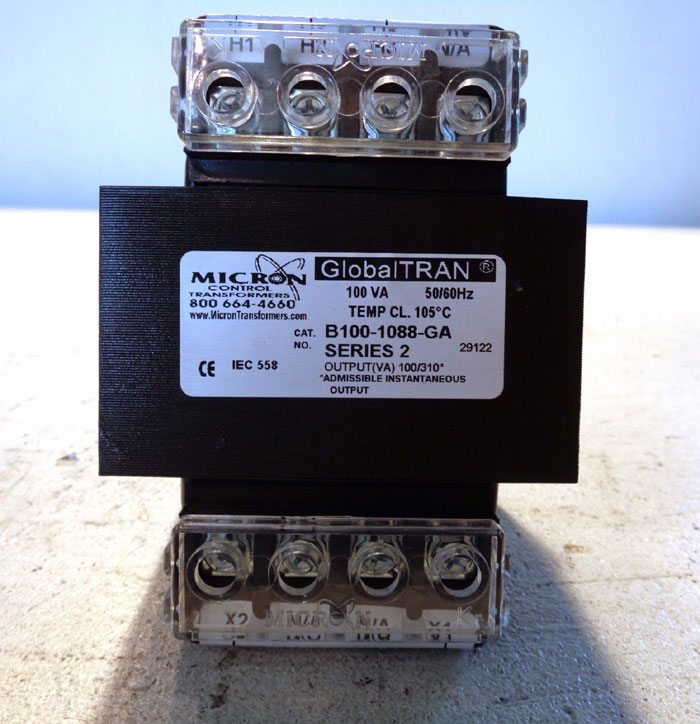 LOT OF (6) MICRON CONTROL TRANSFORMERS GLOBALTRAN 100VA, CAT#: B100-1008-GA