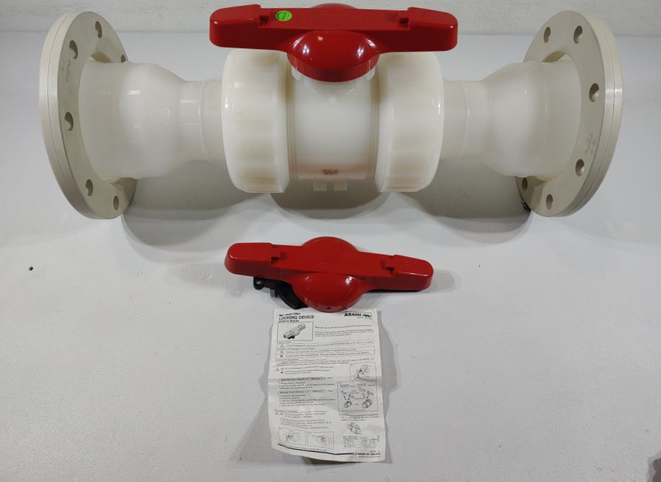 ASAHI 4" x 6" 150# Polypropylene Ball Valve w/ Locking Device V21LVFVPD100