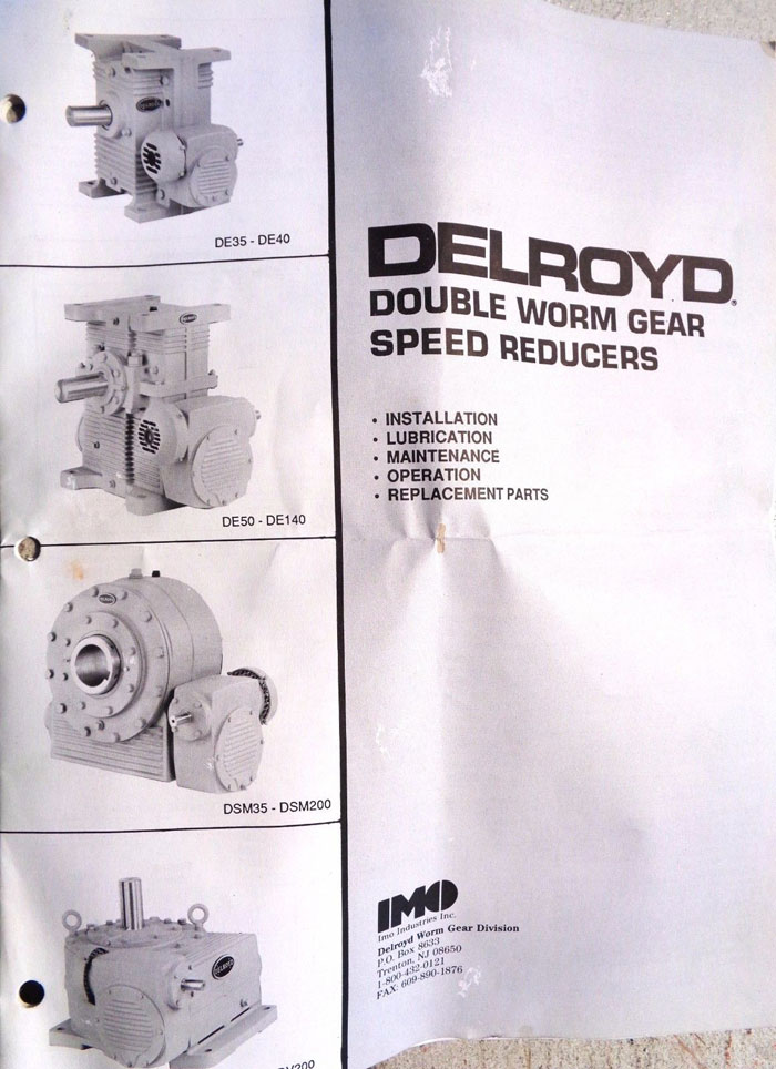 IMO DELROYD DOUBLE WORM GEAR SPEED REDUCER, MODEL#: DE60-S1