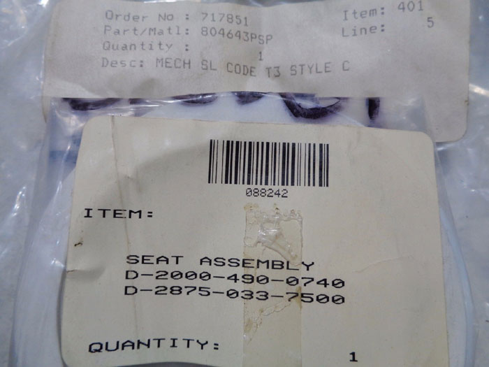 JOHN CRANE 2" MECHANICAL SEAL KIT #180026PSP, #804643PSP, #D-2001-139-0740
