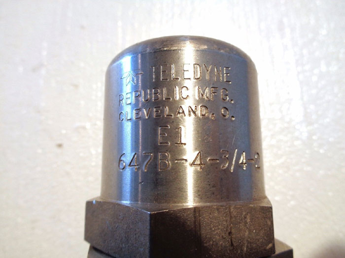 TELEDYNE 3/4" PRESSURE CONTROL VALVE, MODEL#: 647B-4-3/4-2