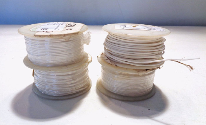 LOT OF (4) BELDEN SPOOLS OF WHITE TEFLON 22 AWG 1,000V WIRE, MODEL#: 83026-100-9