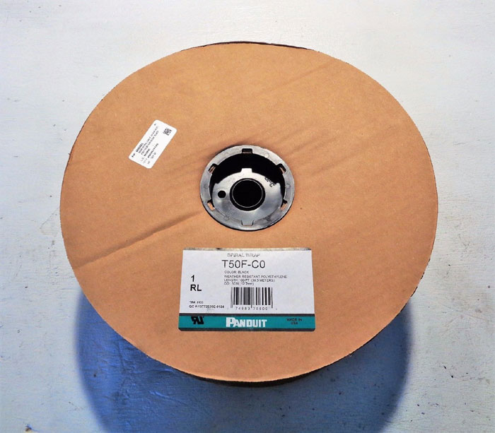 PANDUIT BLACK CABLE WIRE WRAP .50" X 100' SPOOL #T50F-C0