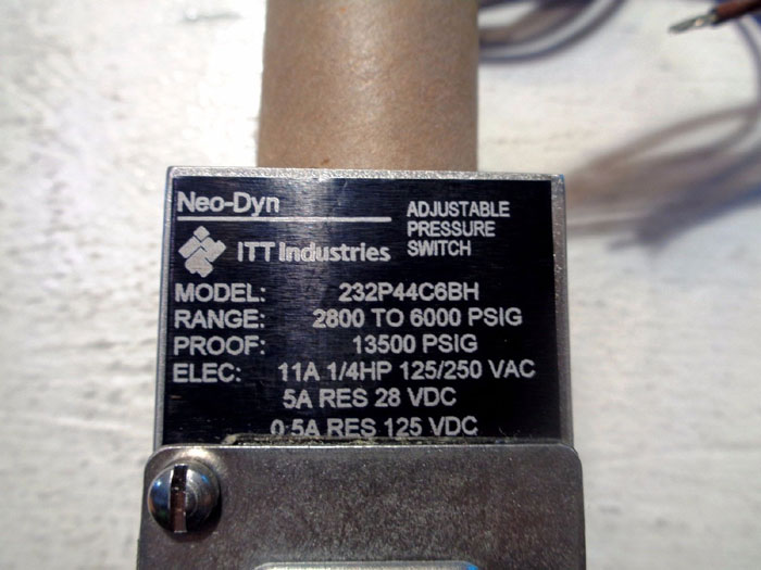 ITT NEO-DYN ADJUSTABLE PRESSURE SWITCH 232P44C6BH