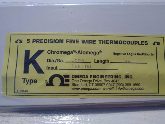 LOT OF (7) OMEGA 5-PACK K-TYPE THERMOCOUPLE WIRE, PN#: 5TC-TT-K-24-36