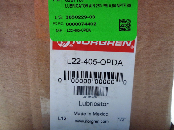 NORGREN STAINLESS STEEL LUBRICATOR #L22-405-OPDA