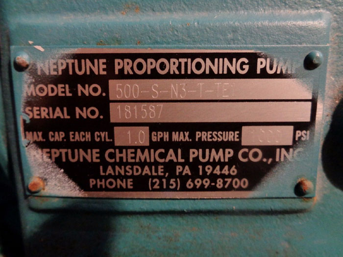 NEPTUNE PROPORTIONING PUMP 500-S-N3-T-TE1 W/ LEESON MOTOR C4C17FC9C, #101766.00