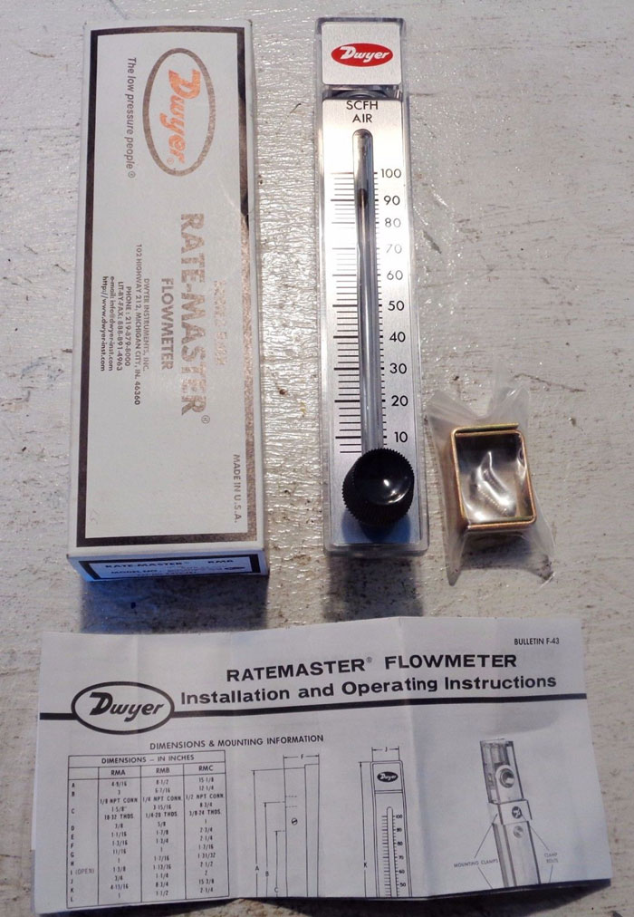 LOT OF (6) DWYER RATE-MASTER FLOW METERS RMB & RMA SERIES