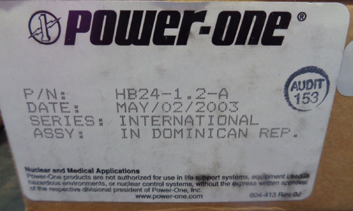 LOT OF (5) POWER-ONE POWER SUPPLIES HB24-1.2A HC24-2.4-A HBB15-1.5-A HN5-9/OVP-A