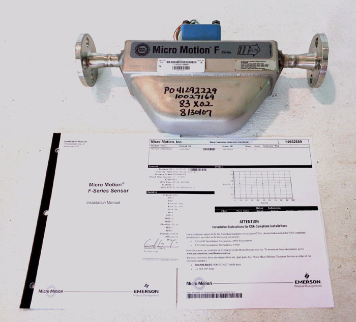 MICRO MOTION F SERIES 1/2" 150# CORIOLIS FLOW METER, MODEL#: F025S113CIAAEZZZZ