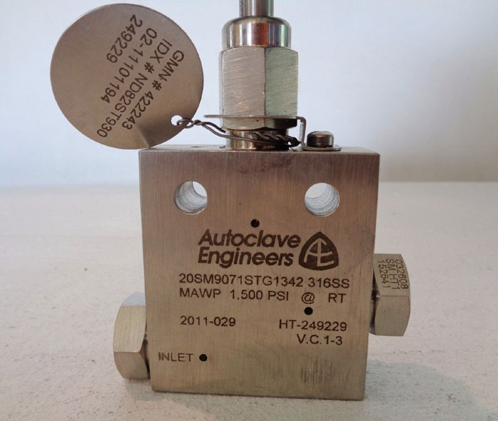 LOT OF (3) PARKER AUTOCLAVE ENGINEERS VALVES