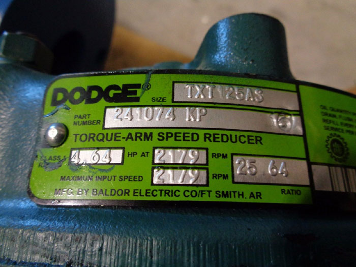 DODGE SPEED REDUCER GEAR BOX TORQUE ARM - SIZE TXT125AS, PART# 241074 KP 36
