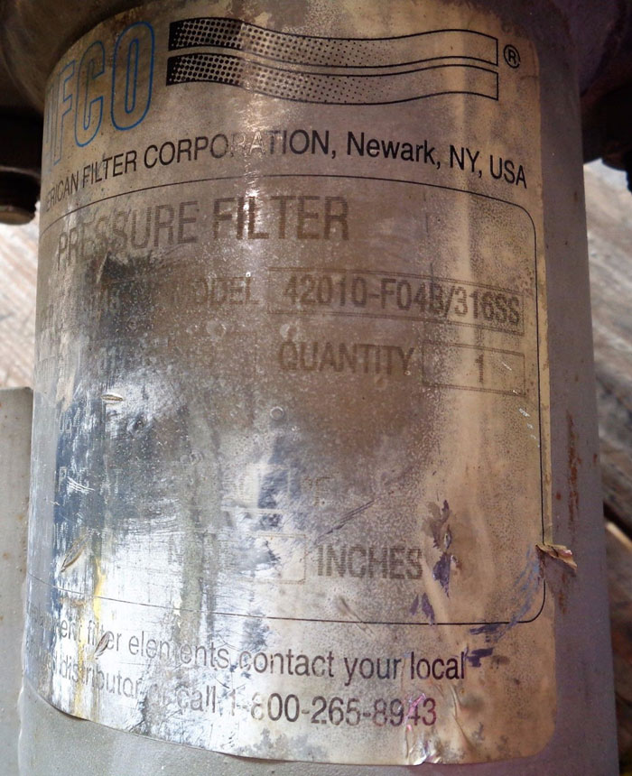 NAFCO 42010-F04B/316SS AIR GAS COALESCING PRESSURE FILTER 1" 300#, PART#: 13048