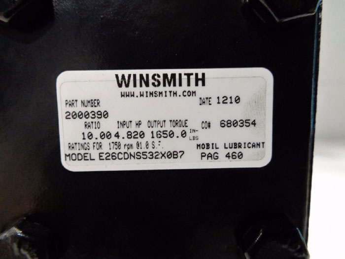 WINSMITH SE ENCORE WORM GEAR SPEED REDUCER MODEL: E26CDNS532X0B7